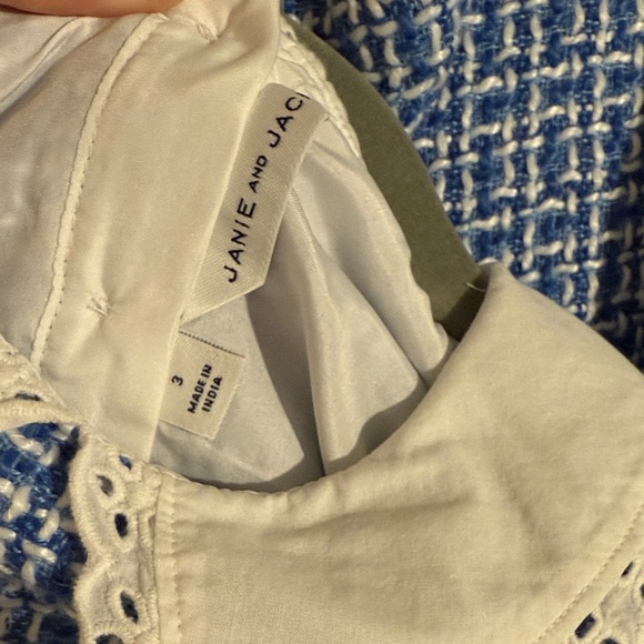 Janie & Jack Blue and White Tweed Dress with Lace Collar - Picture 7 of 7